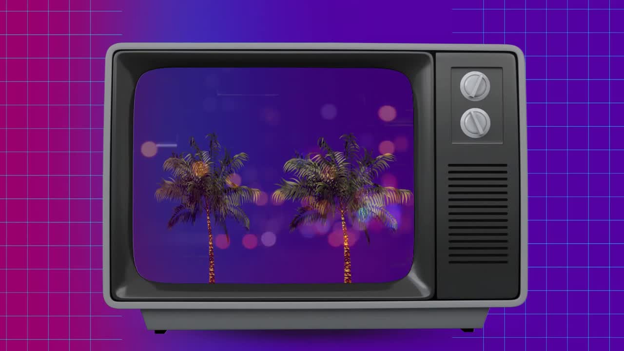 스크린에  ⁇ 나무와 함께 뜨거운 오래된 tv의 전면 전망