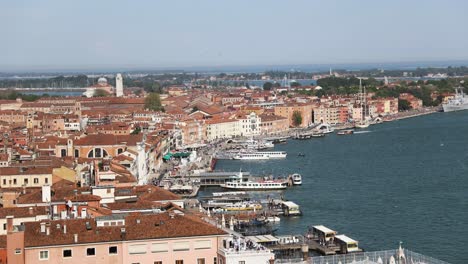 touristic floating city of venice italy, panning establishing view