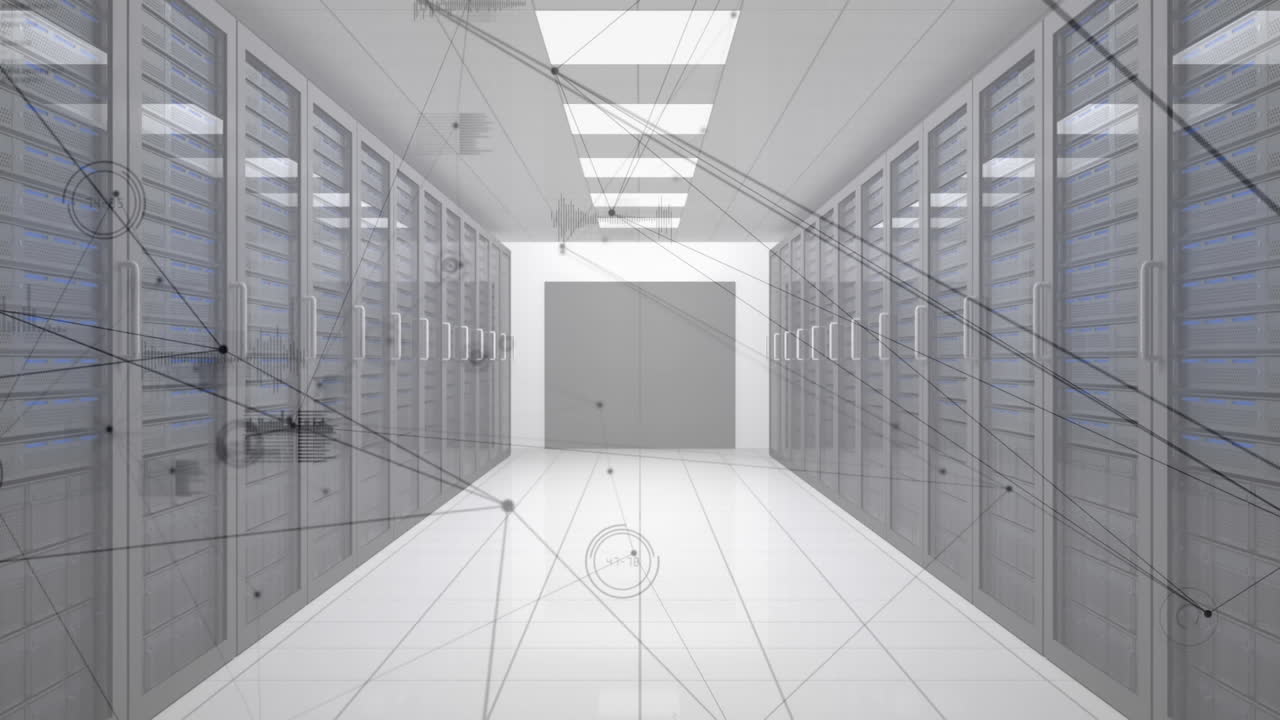 compuesto digital de la tecnología blockchain y una sala de servidores