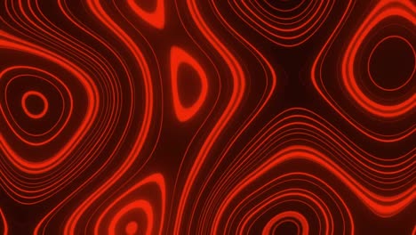 animation of blue circle forming, throwing colourful shapes over red, lava background