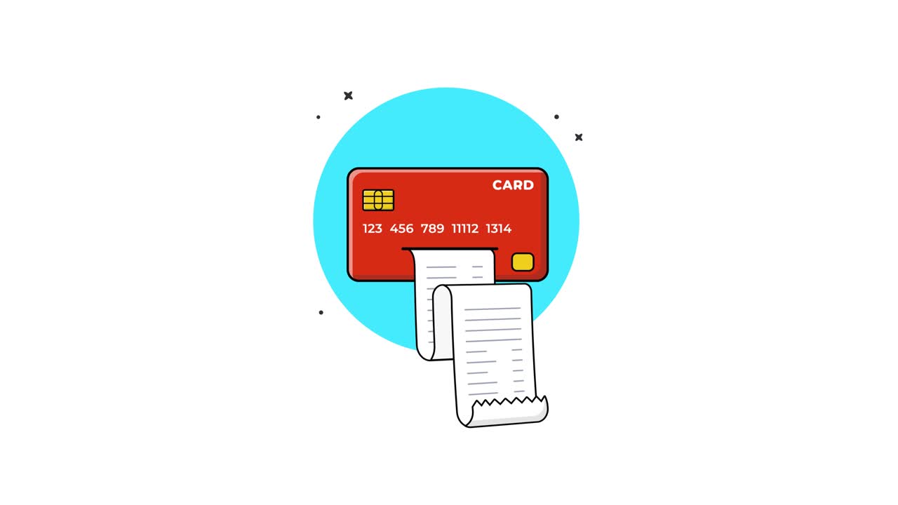 Red Credit Card and Receipt Animation for Payment