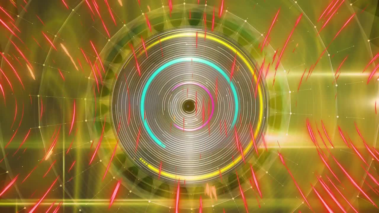 animación de rastros de luz roja brillante sobre el escaneo de alcance brillante