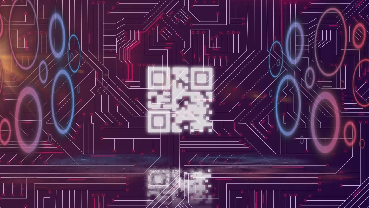 Animation of you win text over shapes computer processor information and computer motherboard