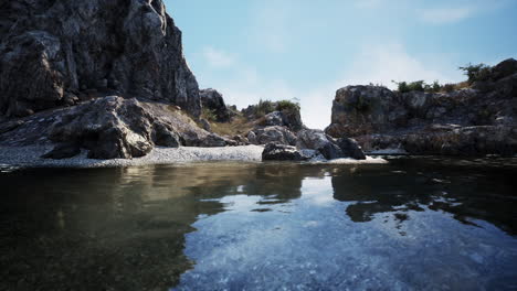 calm river running through a rocky canyon