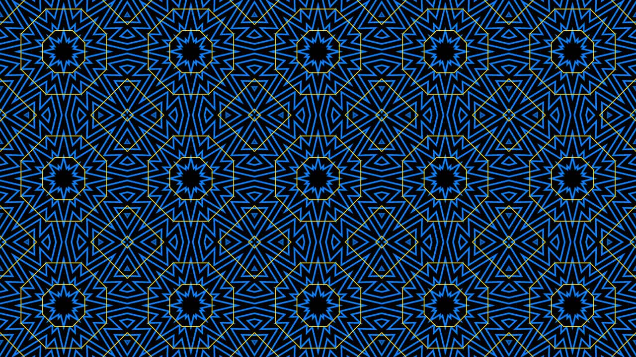 Yellow and blue lines in decorative pattern mosaic animation. Minimal motion graphic background concept