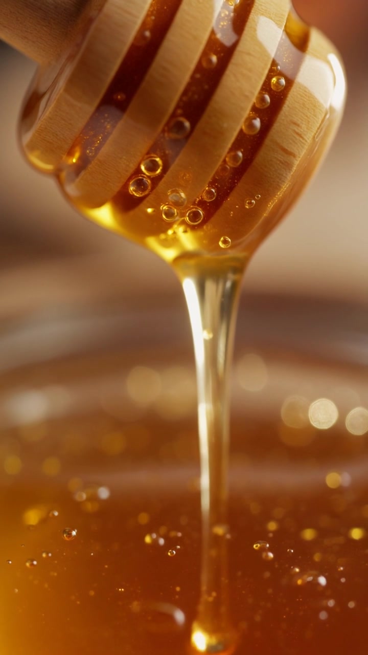 Miele d'oro che gocciola da un cervo di legno