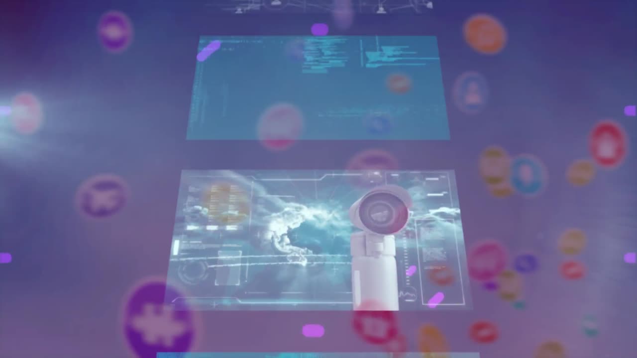 animación de iconos y pantallas con escaneo de alcance digital