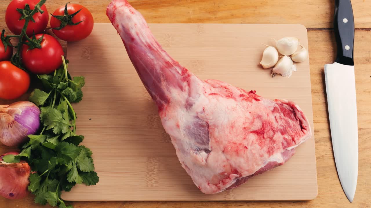 Raw Lamb Leg Ready for Cooking
