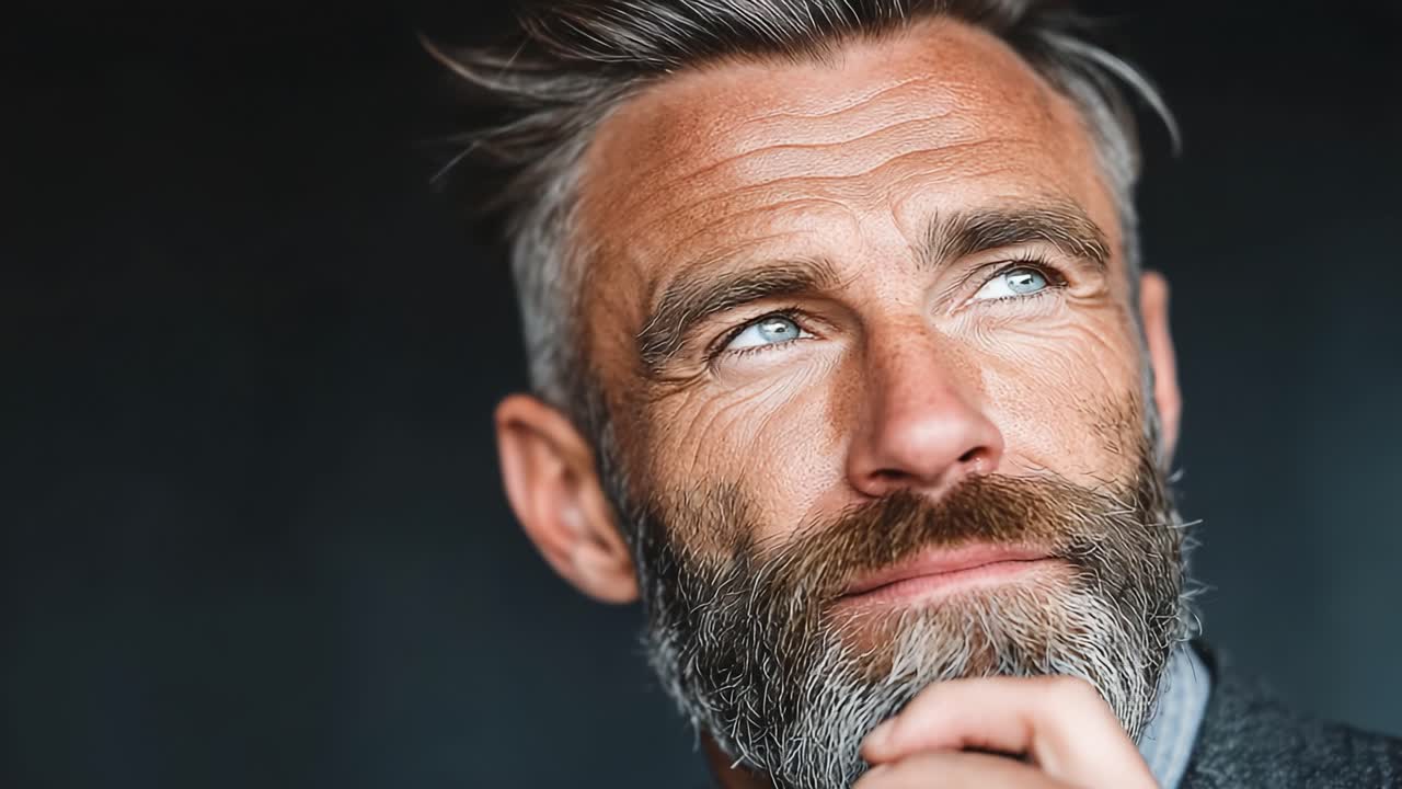 Uomo pensieroso, immerso nei suoi pensieri con un'espressione riflessiva, che cattura l'essenza della contemplazione e dell'introspezione in un ambiente sereno