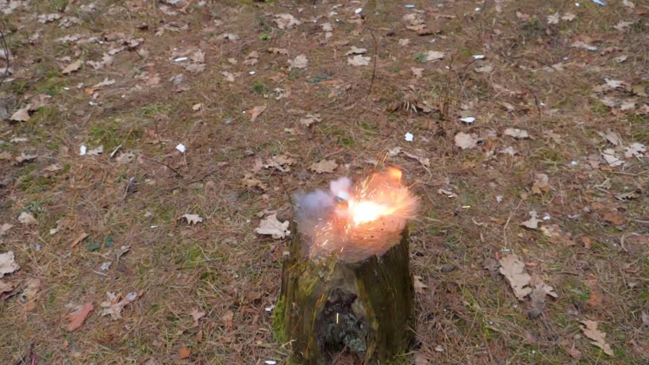 Slowmotion of small candle explosion