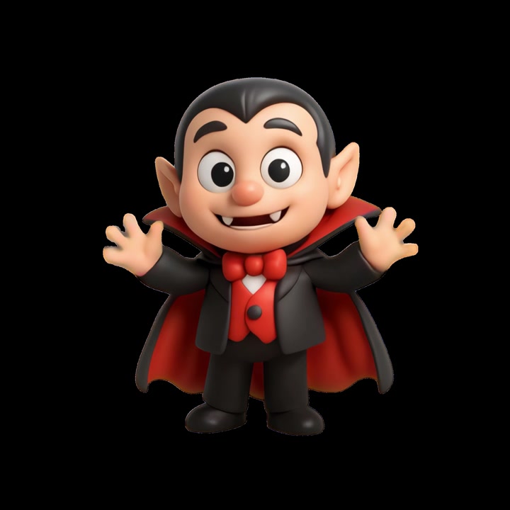 Personaggio vampiro dei cartoni animati carino che saluta e gesticola