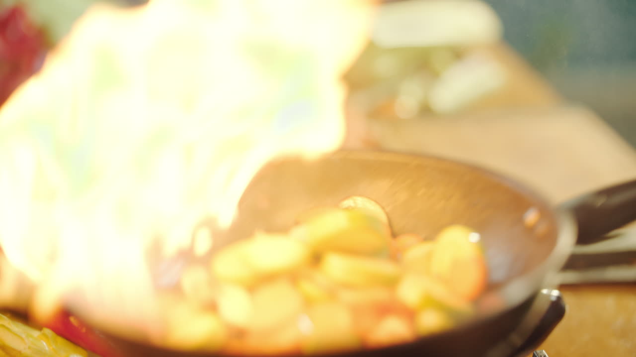 Stir-Frying Vegetables in a Wok
