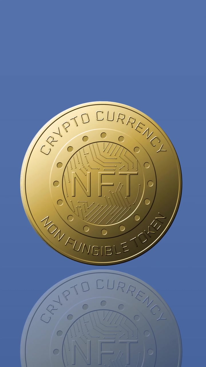 Animation of nft financial data processing over blue background
