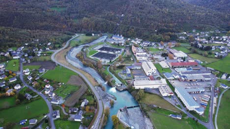 aerial view of soulom hydroelectric plant in french pyrenees landscape