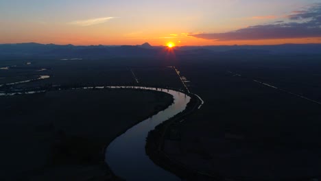 beautyful asian river sunset landscape jungle cinematic aerial flyover drone