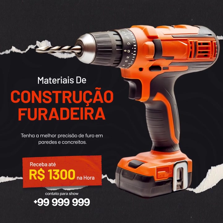 Cordless Power Drill Advertisement with Promotional Text