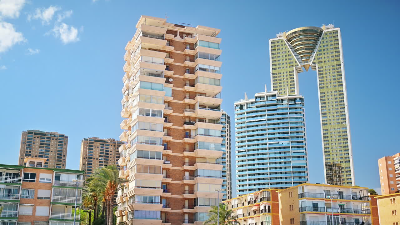 View of buildings in Benidorm, Alicante, Spain on a sunny day