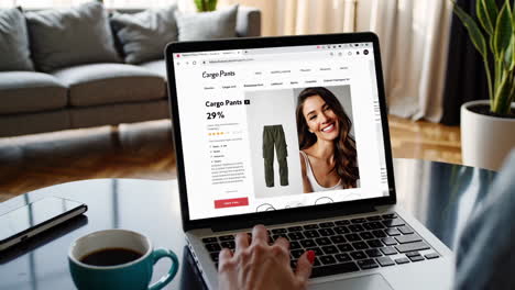 Person Shopping for Cargo Pants on a Laptop