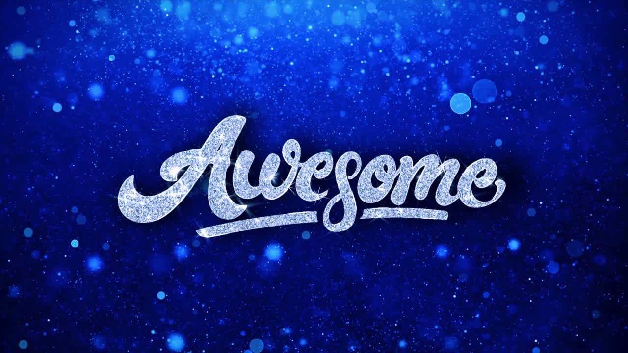 Awesome Text with Glitter and Sparkle Effect on Blue Background