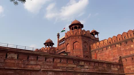 the exterior of the red fort in delhi, india