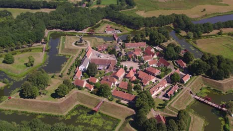 wide view of star-shaped fort bourtange, groningen, aerial