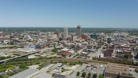 High-Aerial-View-of-Omaha,-Nebraska-Skyline