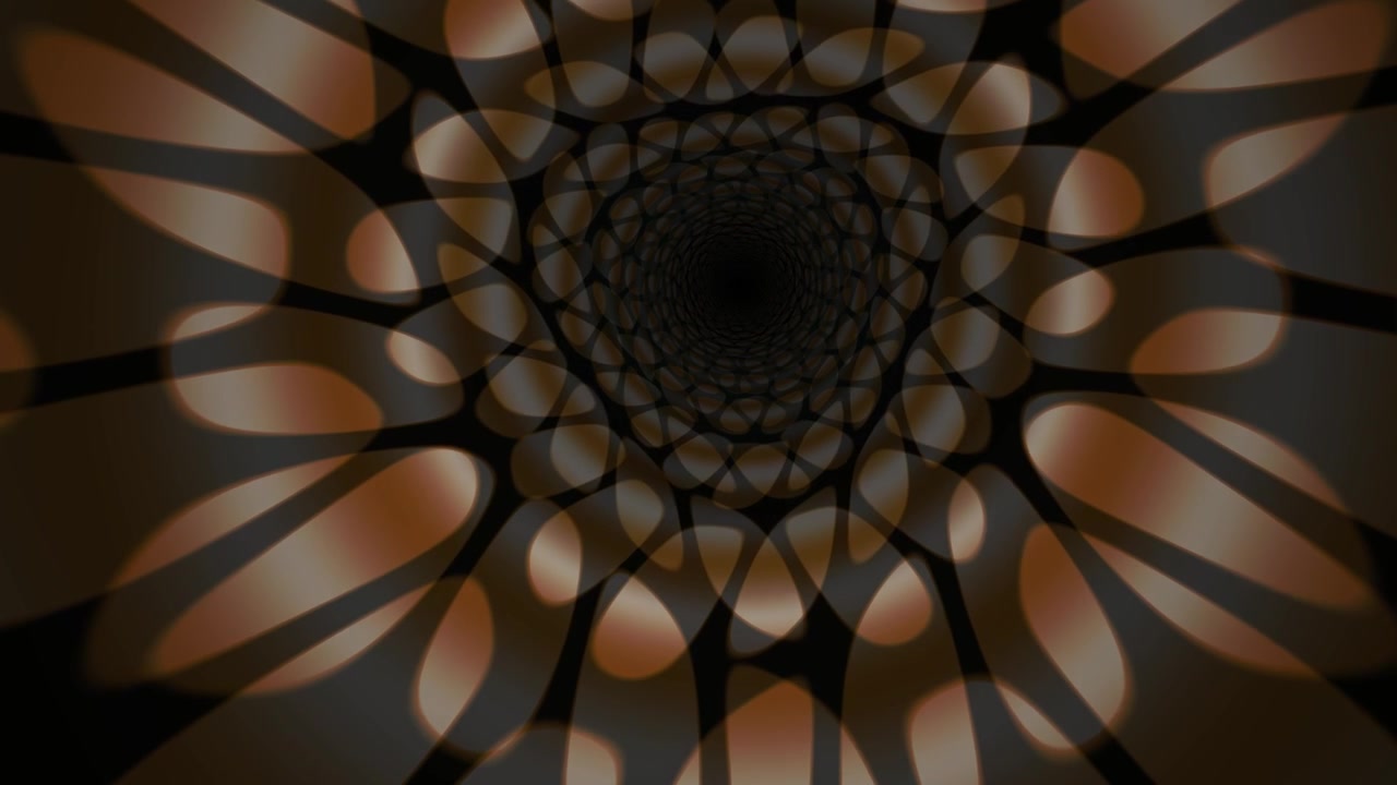 Abstract Spiraling Tunnel with Glowing Organic Shapes