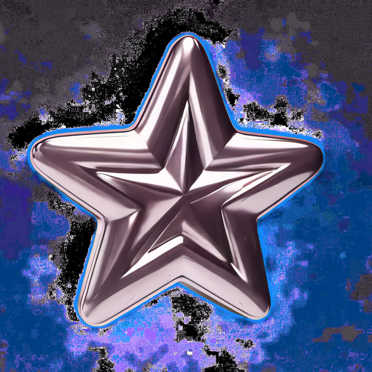 Shiny metallic star ornament animation isolated asset, transparent 4K video, alpha channel, ProRes