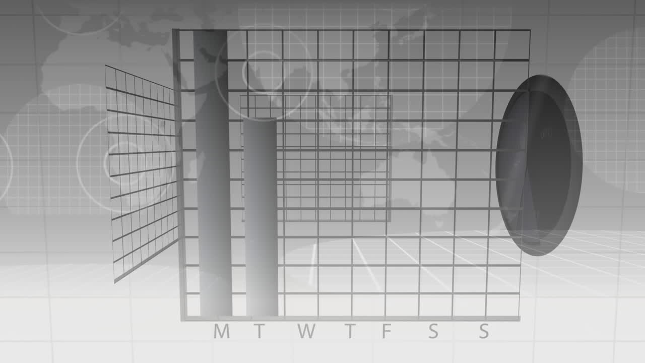 Digital cube with data chart and loading symbol rotating