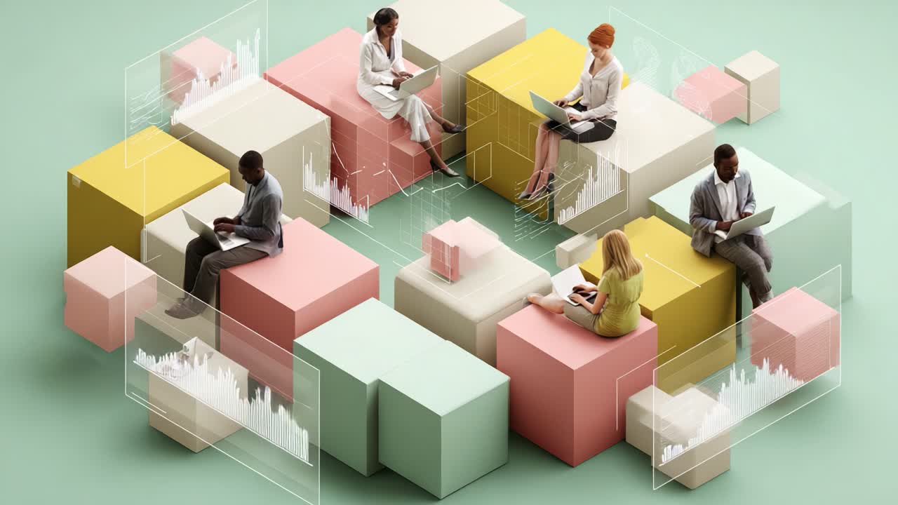 A Diverse Group of Professionals Collaborating on Innovative Projects in a Modern Workspace: Engaging with Technology for Creative Solutions and Productivity Enhancement