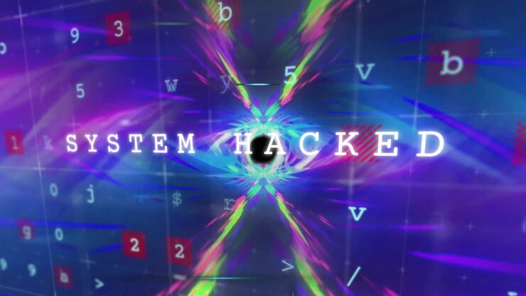 Animatie van hacktekst en gegevensverwerking