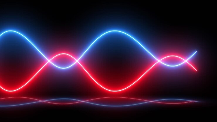 Abstract Neon Sine Waves Animation with Red and Blue Glow