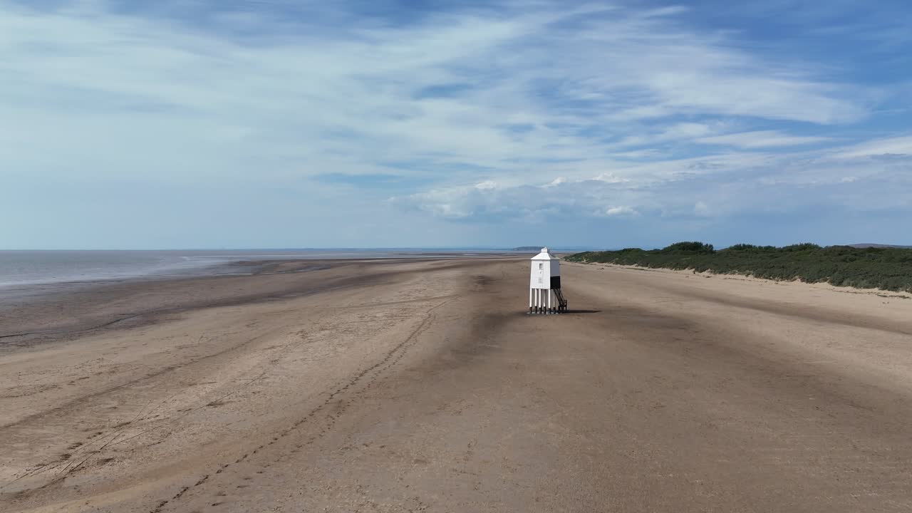 The Low historic Lighthouse Burnham-on-Sea Somerset UK drone,aerial