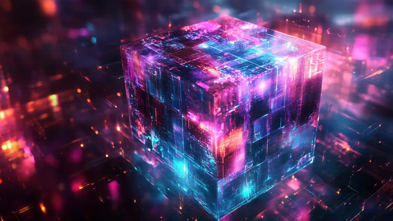 Cyberpunk Cube in Neon City