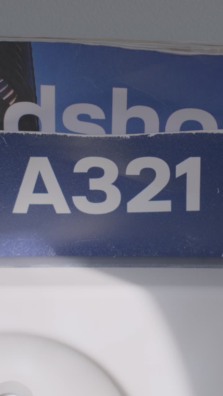 Close-up of A321 model detail with sunlight on sign