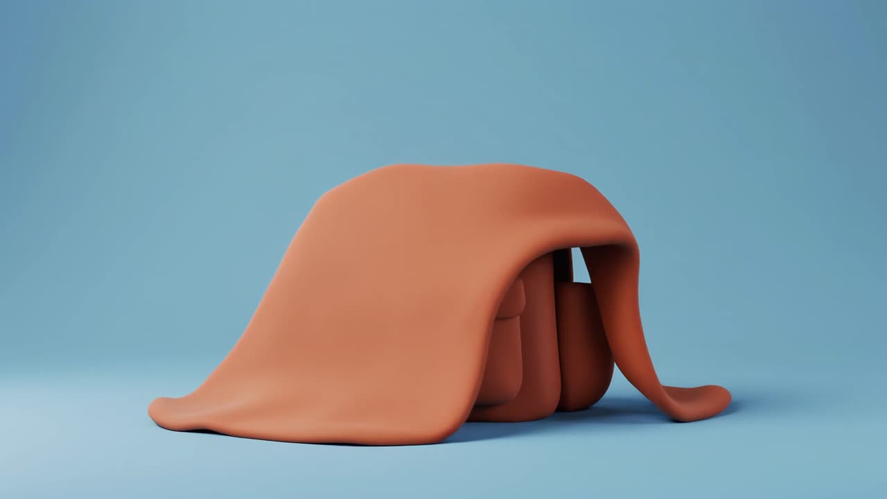 Zaino Animato 3D che si Sgonfia e si Scioglie su Sfondo Blu
