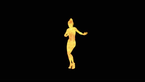 a modern youth dance performed by a graceful and sexy female silhouette, in the backdrop of fire.