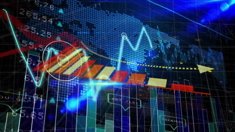 Animación-Del-Procesamiento-De-Datos-Financieros-Sobre-El-Mapa-Mundial