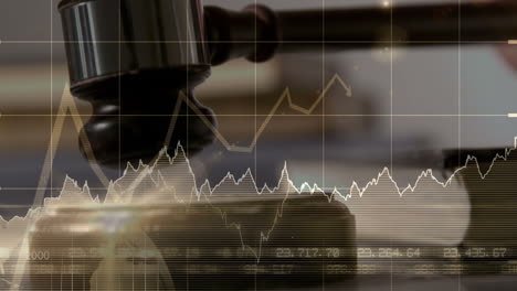 animación digital conceptual de un gráfico empresarial frente a las cifras financieras en la pantalla 4k