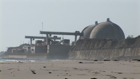 establishing shot of the san onofre nuclear power plant near san diego california