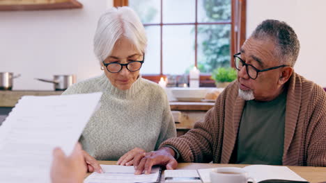 senior couple, documents or contract for will