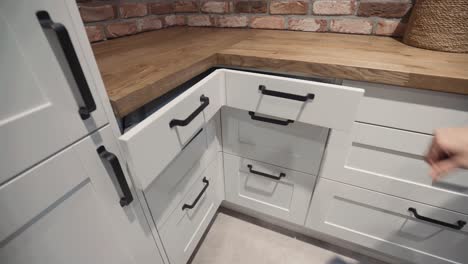 kitchen showroom drawers gimbal shot