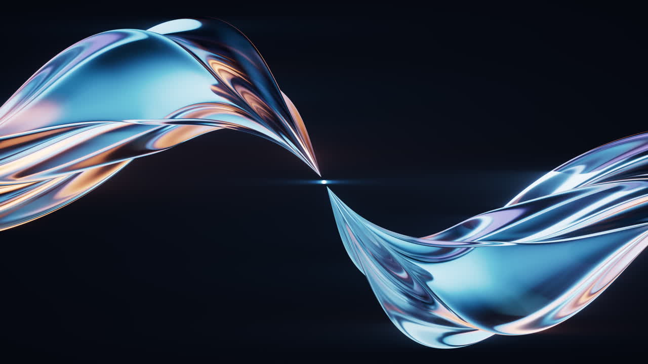 Dark transparent glass curves background, 3d rendering.