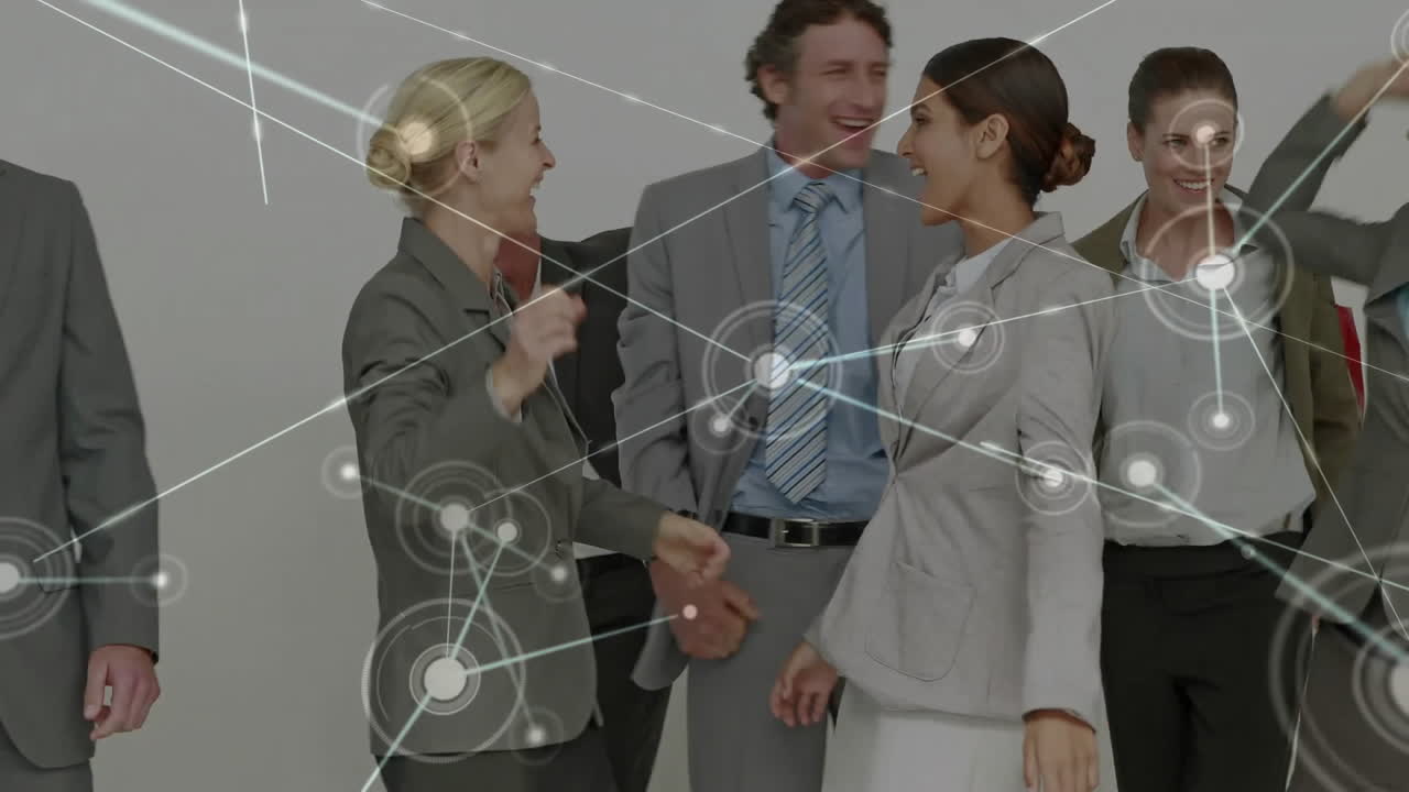 행복한 다양한 사업가들이 여서 스스로를 해방시키는 네트워크의 애니메이션