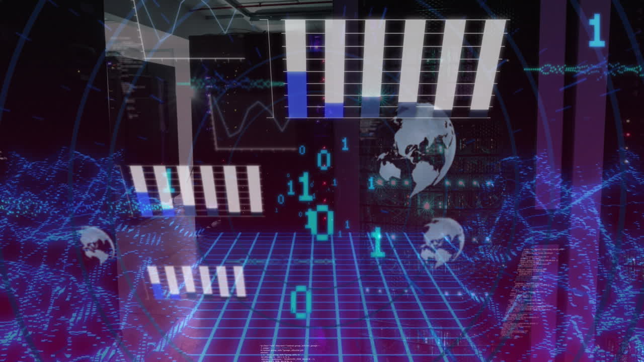 Animation of data processing over digital grid