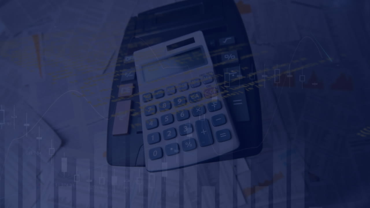 Animação de gráficos sobre calculadora vintage