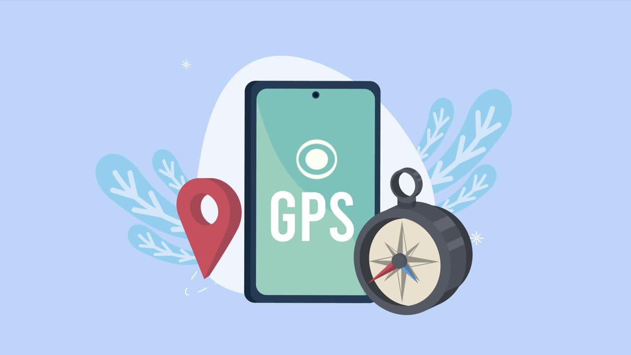 marca de ubicación gps y brújula en teléfono inteligente