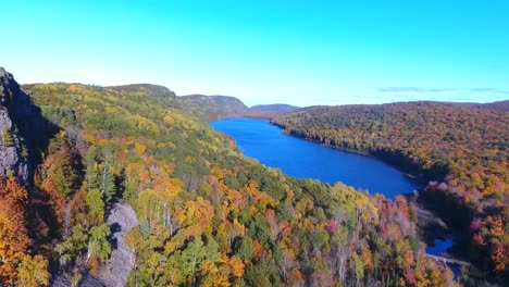 lake of the clouds fall aerial flyover