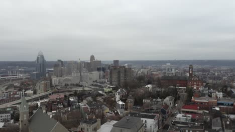4k aerial of cincinnati, ohio skyline