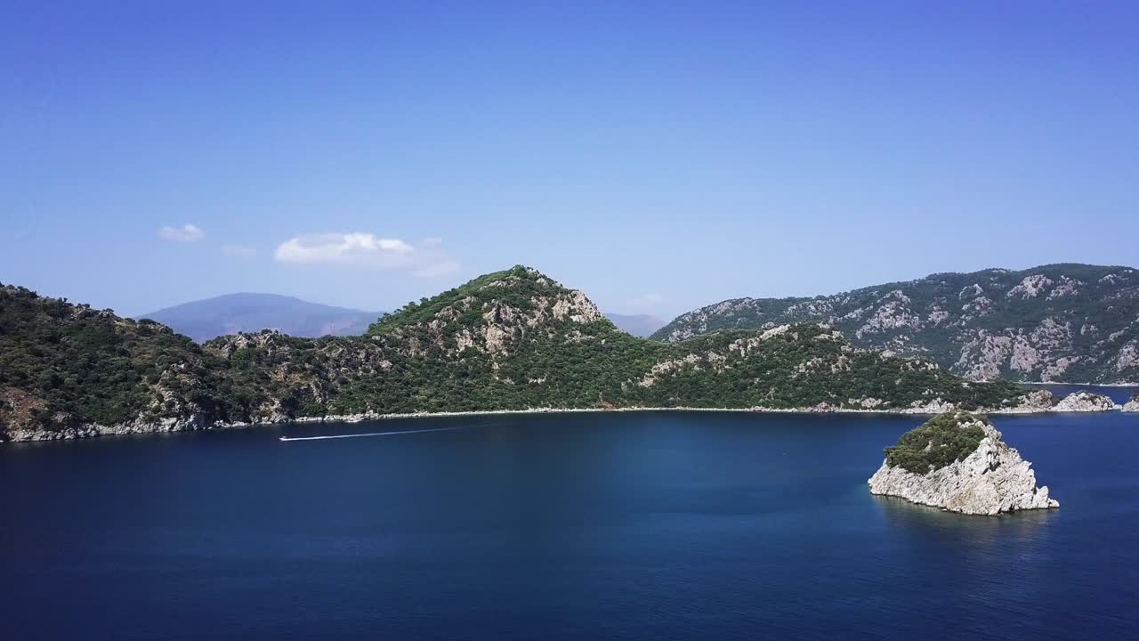 Panoramic view from drone of Marmaris bay, Turkey